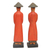 Wood statuettes, 'Neighborly Couple' (pair) - Hand Carved Red Robed Wood Farmer Statuettes (Pair) (image 2e) thumbail