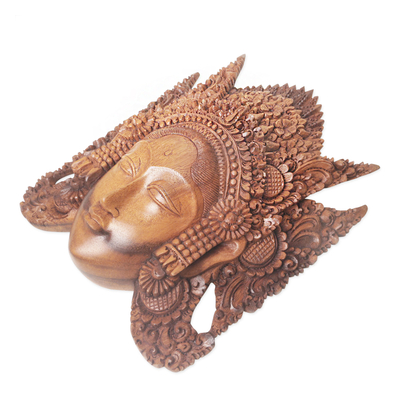 Wood mask, 'Cili' - Handmade Indonesian Suar Wood Mask from Bali