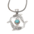 Blue topaz pendant necklace, 'Dolphin Harmony' - Sterling Silver Reconstituted Turquoise Dolphin Necklace (image 2a) thumbail