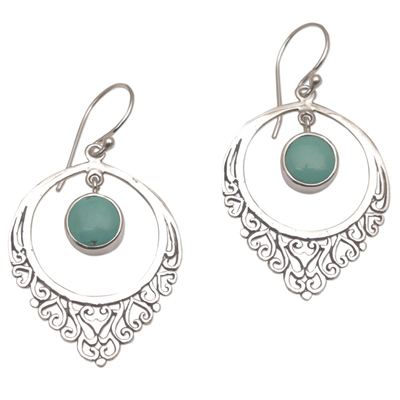 Sterling silver dangle earrings, 'Fair Daydream' - Handmade 925 Sterling Silver Reconstitute Turquoise Earrings