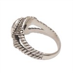 Amethyst cocktail ring, 'Crown of Celuk' - Amethyst and Sterling Silver Solitaire Ring from Bali