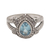 Blue topaz cocktail ring, 'Crown of Celuk' - Blue Topaz and Sterling Silver Solitaire Ring from Bali