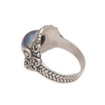Cultured pearl cocktail ring, 'Bali Grace' - Blue Cultured Pearl Cocktail Ring from Bali