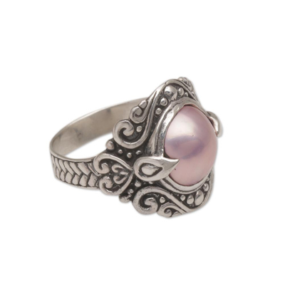 Cultured pearl cocktail ring, 'Bali Refinement' - 925 Sterling Silver Freshwater Cultured Pearl Cocktail Ring