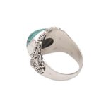 Sterling silver cocktail ring, 'Celuk Sky' - Balinese Reconstituted Turquoise Cocktail Ring