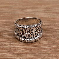 Hand Made Floral Sterling Silver Cocktail Ring - Precious Lotus | NOVICA