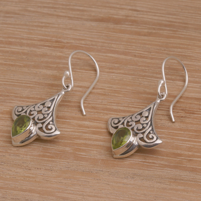 Peridot dangle earrings, 'Slow Dance in Green' - Handmade Peridot 925 Sterling Silver Earrings Indonesia
