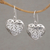 Pendientes colgantes de plata de ley - Pendientes colgantes hechos a mano en plata de ley 925 con forma de corazón