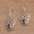 Garnet dangle earrings, 'Dialogue in Red' - Handmade 925 Sterling Silver Green Garnet Dangle Earrings