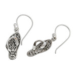 Sterling silver dangle earrings, 'Celuk Sandal' - Handmade Sterling Silver Dangle Sandal Earrings from Bali