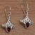 Garnet dangle earrings, 'Crimson Crown' - Balinese Garnet and Sterling Silver Dangle Earrings (image 2b) thumbail