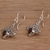 Garnet dangle earrings, 'Crimson Crown' - Balinese Garnet and Sterling Silver Dangle Earrings (image 2c) thumbail