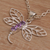 Amethyst pendant necklace, 'Amethyst Wings' - 925 Sterling Silver Amethyst Dragonfly Pendant Necklace