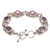 Cultured pearl and amethyst link bracelet, 'The Beginning' - Handmade 925 Sterling Silver Amethyst Beaded Bracelet (image 2a) thumbail