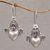 Multi-gemstone dangle earrings, 'Flying Hearts' - Cultured Pearl, Amethyst and Citrine Heart Dangle Earrings thumbail