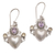 Multi-gemstone dangle earrings, 'Flying Hearts' - Cultured Pearl, Amethyst and Citrine Heart Dangle Earrings thumbail