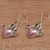 Multi-gemstone dangle earrings, 'Flying Hearts' - Cultured Pearl Blue Topaz and Peridot Heart Dangle Earrings (image 2b) thumbail