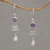 Amethyst and cultured pearl dangle earrings, 'Gracious Offering' - Hook Earrings with Amethyst and Cultured Pearl
