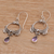 Amethyst dangle earrings, 'Bali Garland' - Garland Shaped Sterling Silver Earrings with Amethysts