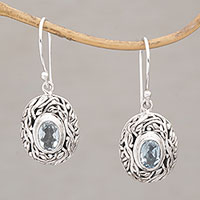 Blue topaz dangle earrings, 'Real Gift'