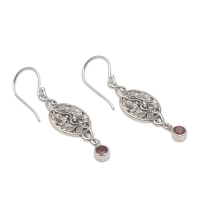 Granat-Ohrhänger - Ohrringe mit Frangipani-Motiv aus Granat und Sterlingsilber