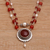 Cultured pearl and carnelian pendant necklace, 'My Trust' - Cultured Freshwater Pearl and Carnelian Pendant from Bali (image 2b) thumbail