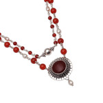 Cultured pearl and carnelian pendant necklace, 'My Trust' - Cultured Freshwater Pearl and Carnelian Pendant from Bali