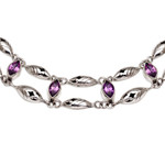 Amethyst link bracelet, 'Indah Enam' - Balinese Amethyst and Sterling Silver Link Bracelet