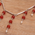 Collar cascada de perlas cultivadas y cornalina - Collar de cascada de cornalina y perlas cultivadas de agua dulce