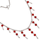 Cultured pearl and carnelian waterfall necklace, 'Bali Allure' - Cultured Freshwater Pearl and Carnelian Waterfall Necklace