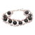 Cultured pearl and onyx beaded link bracelet, 'Classic Radiance' - Cultured Freshwater Pearl and Onyx Beaded Link Bracelet (image 2a) thumbail