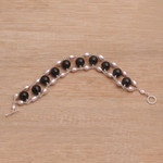 Cultured pearl and onyx beaded link bracelet, 'Classic Radiance' - Cultured Freshwater Pearl and Onyx Beaded Link Bracelet