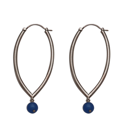 Achat-Reifen-Ohrringe, 'Oceanic Opulence - Ohrringe aus blauem Achat und Sterlingsilber aus Bali
