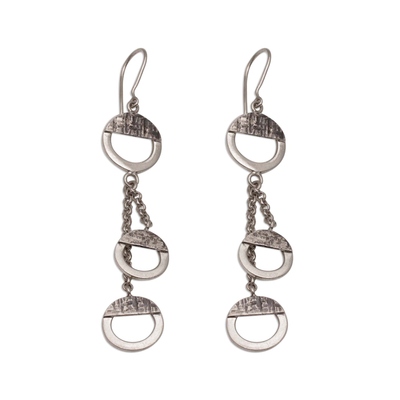 Sterling silver dangle earrings, 'Downtown' - Handmade Sterling Silver Dangle Earrings from Bali