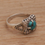 Turquoise cocktail ring, 'Woven Petals' - Handmade 925 Sterling Silver Natural Turquoise Cocktail Ring (image 2b) thumbail