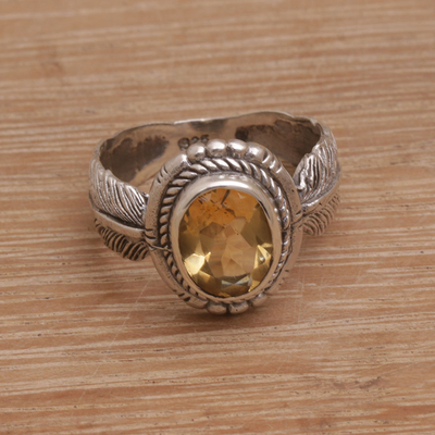 Citrine cocktail ring, Band of Feathers