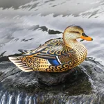 Wood statuette, ‘Elegant Mallard' - Hand Painted Wood Female Mallard Duck Statuette from Bali