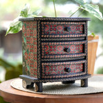 Wood batik jewelry box, 'Kawung Secrets' - Kawung Motif Handcrafted Wood Batik Jewelry Box