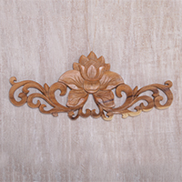 Wood relief panel, 'Lotus Vine'