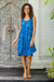 Batik rayon dress, 'Leafy Grove' - Blue Tie-Dyed Batik Leafy Grove Rayon Sleeveless Tunic (image 2c) thumbail