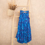 Batik rayon dress, 'Leafy Blue Groove' - Blue Tie-Dyed Batik Leafy Grove Rayon Sleeveless Tunic