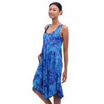 Batik rayon dress, 'Leafy Blue Groove' - Blue Tie-Dyed Batik Leafy Grove Rayon Sleeveless Tunic