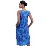 Batik rayon dress, 'Leafy Blue Groove' - Blue Tie-Dyed Batik Leafy Grove Rayon Sleeveless Tunic