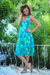 Batik rayon dress, 'Leafy Path' - Blue and Green Tie-Dyed Batik Leaves Sleeveless Rayon Dress (image 2b) thumbail