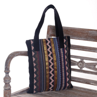 Cotton shoulder bag, 'Casual Songket' - Hand Made Geometric Patterned Cotton Shoulder Bag from Bali