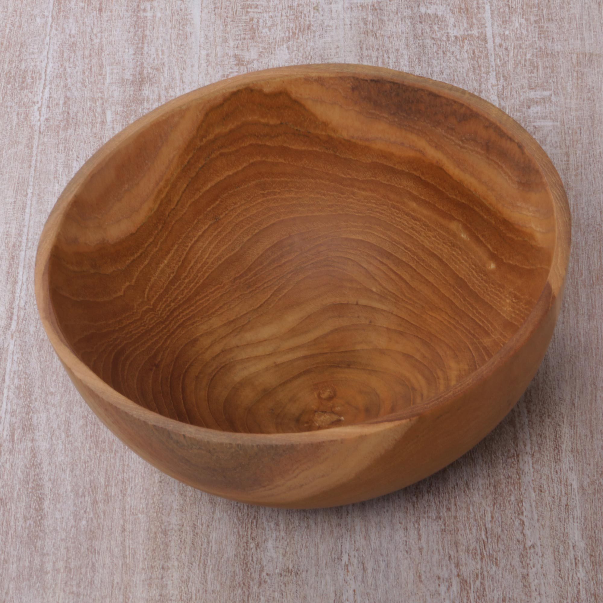 Hand Carved Teakwood Serving Bowl from Bali Kayu Jati NOVICA