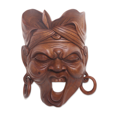 Hand Carved Suar Wood Mask from Bali