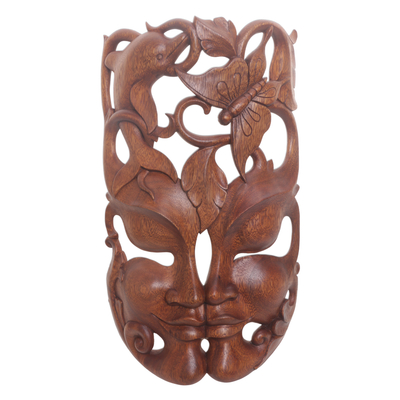 Hand Crafted Balinese Suar Wood Wall Mask