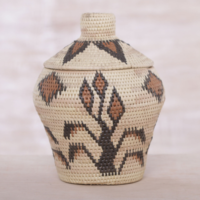 Artisan Crafted Palm Leaf Decorative Basket from Bali - Keepsake Forest ...
