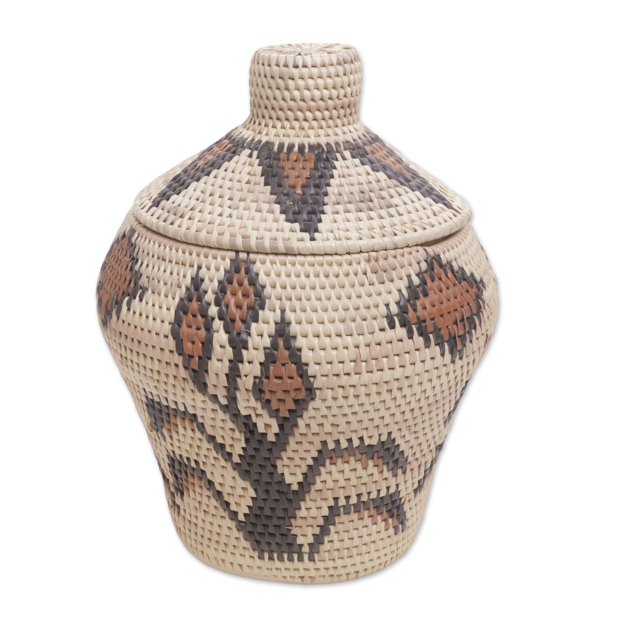 Artisan Crafted Palm Leaf Decorative Basket from Bali Keepsake Forest